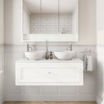 All White klassisches Badezimmermöbel 120 cm im Landhausstil mit Aufsatzwaschbecken