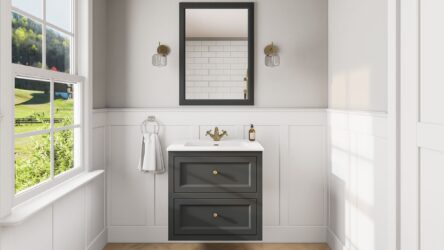 Klassischer Waschtischunterschrank 70 cm in Off-Black mit Keramikwaschtisch und 2 Schubladen