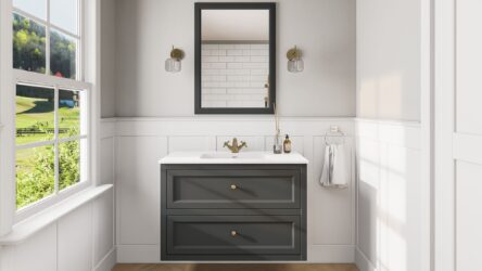 Klassischer Waschtischunterschrank 100 cm in Off-Black mit Keramikwaschtisch und 2 Schubladen