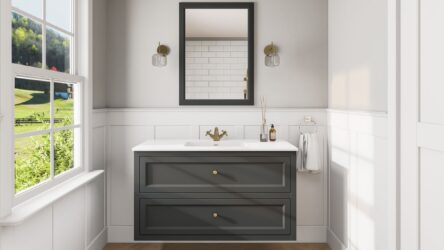 Klassischer Waschtischunterschrank 120 cm in Off-Black mit Keramikwaschtisch und 2 Schubladen