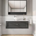 Off-Black klassisches Badezimmermöbel 120 cm im Landhausstil mit Aufsatzwaschbecken (design)