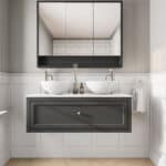 Off-Black klassisches Badezimmermöbel 120 cm im Landhausstil mit Aufsatzwaschbecken