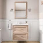 Klassischer Waschtischunterschrank 70 cm in Setting Plaster mit Keramikwaschtisch und 2 Schubladen