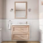 Klassischer Waschtischunterschrank 80 cm in Setting Plaster mit Keramikwaschtisch und 2 Schubladen