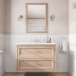 Klassischer Waschtischunterschrank 100 cm in Setting Plaster mit Keramikwaschtisch und 2 Schubladen