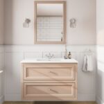 Klassischer Waschtischunterschrank 100 cm in Setting Plaster mit Keramikwaschtisch und 2 Schubladen