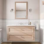 Klassischer Waschtischunterschrank 120 cm in Setting Plaster mit Keramikwaschtisch und 2 Schubladen