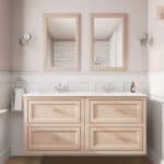 Klassischer Waschtischunterschrank 140 cm in Setting Plaster mit Keramikwaschtisch und 2 Schubladen