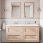 Klassischer Waschtischunterschrank 140 cm in Setting Plaster mit Keramikwaschtisch und 2 Schubladen