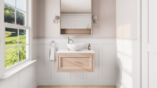 Setting Plaster klassisches Badezimmermöbel 80 cm im Landhausstil mit Aufsatzwaschbecken