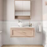 Setting Plaster klassisches Badezimmermöbel 100 cm im Landhausstil mit Aufsatzwaschbecken