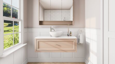 Setting Plaster klassisches Badezimmermöbel 120 cm im Landhausstil mit Aufsatzwaschbecken (hochwertig)