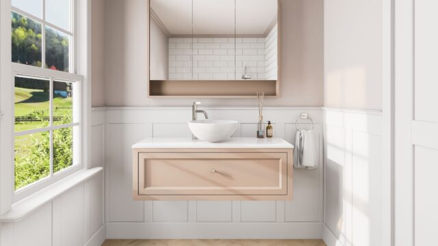 Setting Plaster klassisches Badezimmermöbel 120 cm im Landhausstil mit Aufsatzwaschbecken (hochwertig)