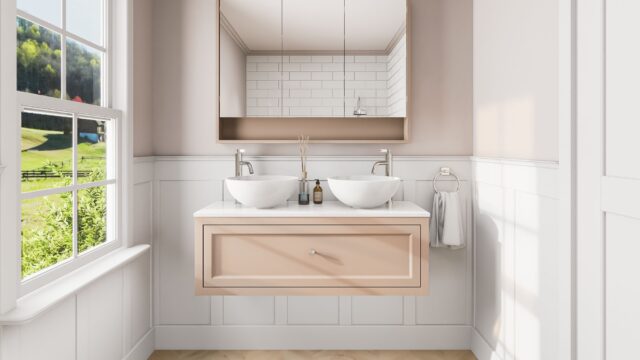 Setting Plaster klassisches Badezimmermöbel 120 cm im Landhausstil mit Aufsatzwaschbecken