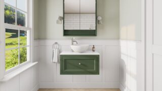Beverly klassisches Badezimmermöbel 80 cm im Landhausstil mit Aufsatzwaschbecken
