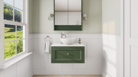 Beverly klassisches Badezimmermöbel 80 cm im Landhausstil mit Aufsatzwaschbecken