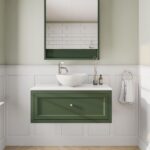 Beverly klassisches Badezimmermöbel 100 cm im Landhausstil mit Aufsatzwaschbecken