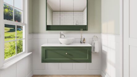 Beverly klassisches Badezimmermöbel 120 cm im Landhausstil mit Aufsatzwaschbecken (luxuriös)