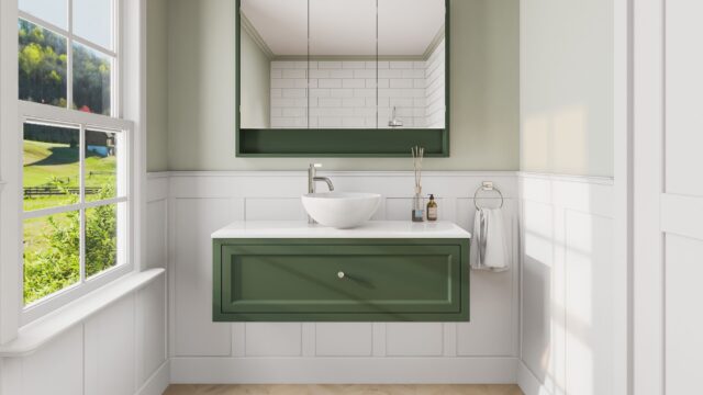 Beverly klassisches Badezimmermöbel 120 cm im Landhausstil mit Aufsatzwaschbecken (luxuriös)