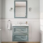 Klassischer Waschtischunterschrank 70 cm in Oval Room Blue mit Keramikwaschtisch und 2 Schubladen