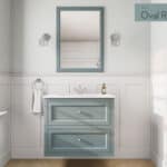 Klassischer Waschtischunterschrank 80 cm in Oval Room Blue mit Keramikwaschtisch und 2 Schubladen