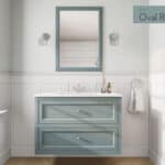 Klassischer Waschtischunterschrank 100 cm in Oval Room Blue mit Keramikwaschtisch und 2 Schubladen
