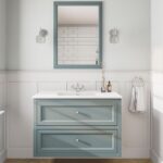 Klassischer Waschtischunterschrank 100 cm in Oval Room Blue mit Keramikwaschtisch und 2 Schubladen