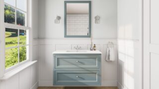 Klassischer Waschtischunterschrank 100 cm in Oval Room Blue mit Keramikwaschtisch und 2 Schubladen