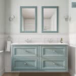 Klassischer Waschtischunterschrank 140 cm in Oval Room Blue mit Keramikwaschtisch und 2 Schubladen