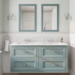 Klassischer Waschtischunterschrank 140 cm in Oval Room Blue mit Keramikwaschtisch und 2 Schubladen