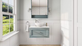 Oval Room Blue klassisches Badezimmermöbel 80 cm im Landhausstil mit Aufsatzwaschbecken
