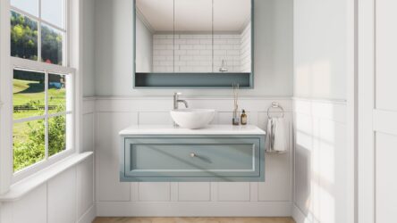 Oval Room Blue klassisches Badezimmermöbel 120 cm im Landhausstil mit Aufsatzwaschbecken (stilvoll)