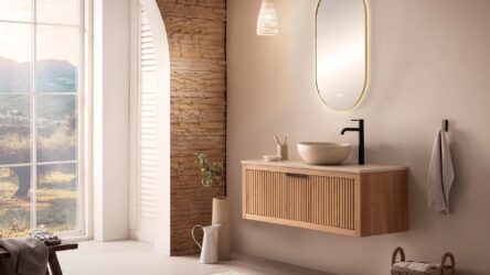Badezimmermöbel Wandhängendes Holzbadmöbel 120 cm aus Eiche für eine komplette Badezimmereinrichtung