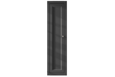 Kompakter Badezimmerschrank mit zwei Einlegeböden, ausgestattet mit einer Landhausfront in Off-Black 120 cm.