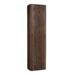 Softcube Badezimmerschrank 170 cm hoch mit abgerundeten Seiten und einer gerillten Front in dunkler Eiche und push-to-open Tür.