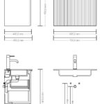 Dunkeleiche Badezimmermöbel 70 cm mit glatter Front, Innenschublade und beigem Kalkstein-Waschtisch