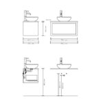 Wandhängendes Badezimmermöbel 80 cm aus dunkler Eiche mit eine Schublade und Granitplatte (luxuriös)