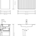 Dunkeleiche Badezimmermöbel 80 cm mit glatter Front, Innenschublade und beigem Kalkstein-Waschtisch