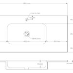 Wandhängendes Badezimmermöbel 100 cm aus dunkler Eiche mit zwei Schubladen und Beton-beiger Waschtisch (trendy)