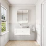 All White klassisches Badezimmermöbel 100 cm im Landhausstil mit Aufsatzwaschbecken