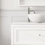 All White klassisches Badezimmermöbel 100 cm im Landhausstil mit Aufsatzwaschbecken