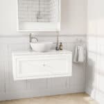 All White klassisches Badezimmermöbel 100 cm im Landhausstil mit Aufsatzwaschbecken