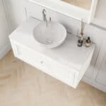 All White klassisches Badezimmermöbel 100 cm im Landhausstil mit Aufsatzwaschbecken
