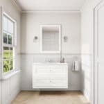 Klassischer Waschtischunterschrank 100 cm in All White mit Keramikwaschtisch und 2 Schubladen