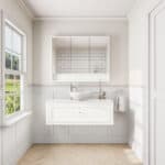 All White klassisches Badezimmermöbel 120 cm im Landhausstil mit Aufsatzwaschbecken (elegant)