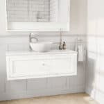 All White klassisches Badezimmermöbel 120 cm im Landhausstil mit Aufsatzwaschbecken (elegant)