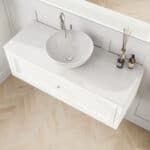 All White klassisches Badezimmermöbel 120 cm im Landhausstil mit Aufsatzwaschbecken (elegant)