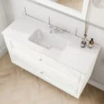 Klassischer Waschtischunterschrank 120 cm in All White mit Keramikwaschtisch und 2 Schubladen