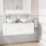 All White klassisches Badezimmermöbel 120 cm im Landhausstil mit Aufsatzwaschbecken