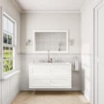 Landhaus-Badezimmermöbel 120 cm in All White mit Doppel-Keramikwaschtisch und 2 Schubladen